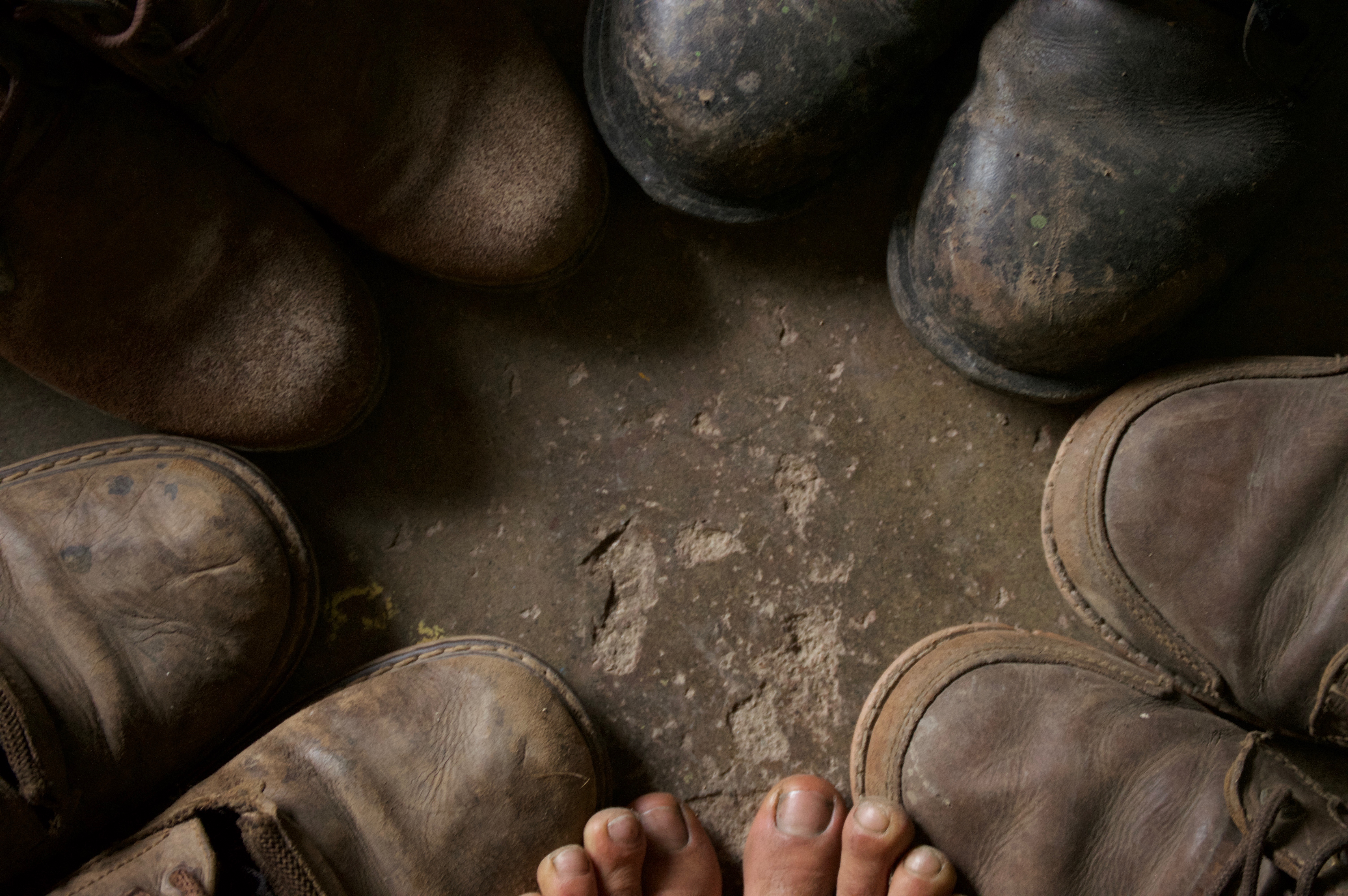 Leather boots and some toes.